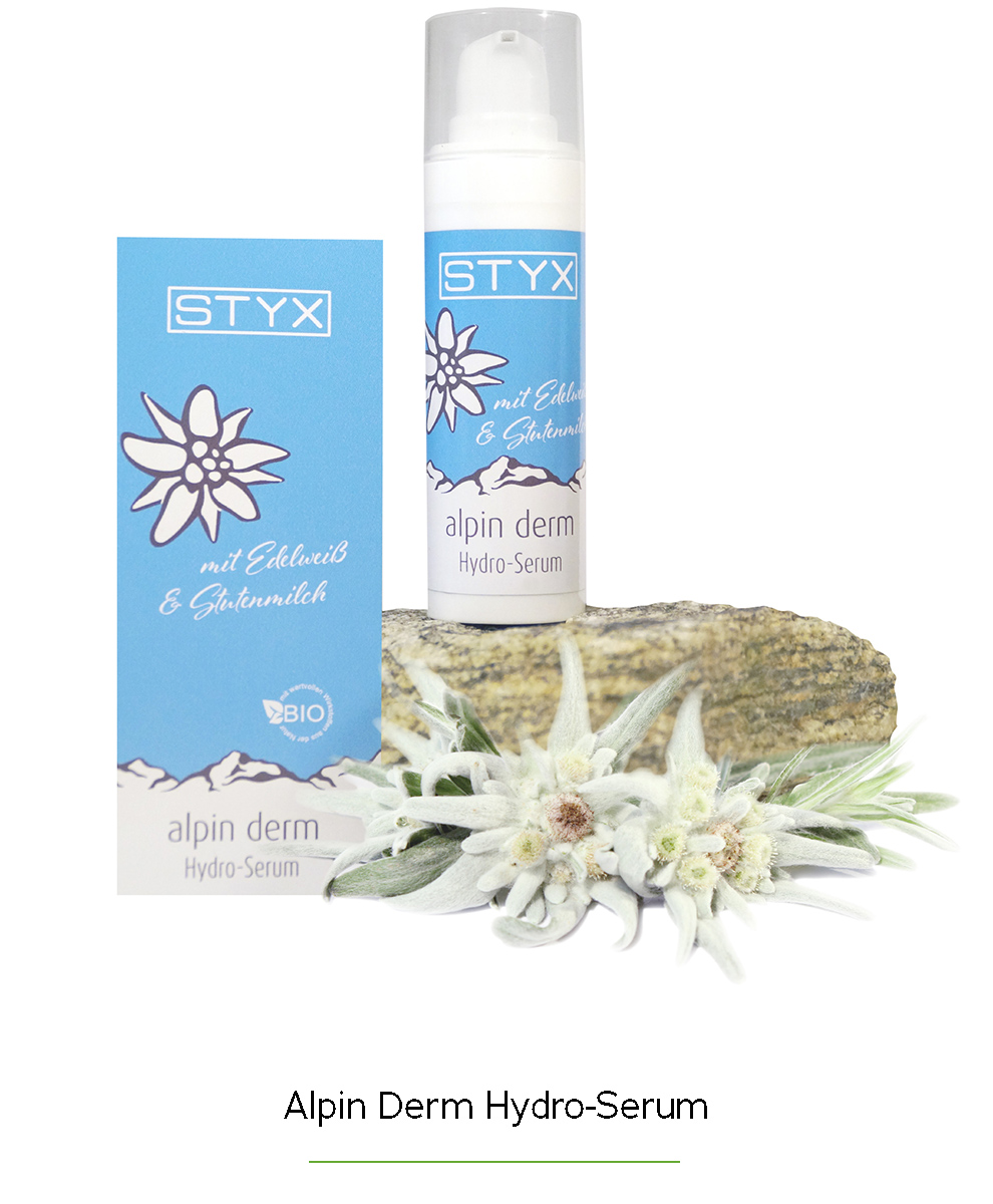 Das Alpin Derm Hydro-Serum Reich an erlesenen Straffungswirkstoffen f&uuml;llt das intensive Hydro-Serum die Feuchtigkeitsdepots der Haut auf.